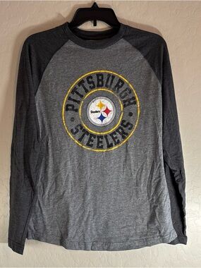 Pittsburgh Steelers NFL Team Apparel T-Shirt Men’s M Gray Long Sleeve Crew Neck